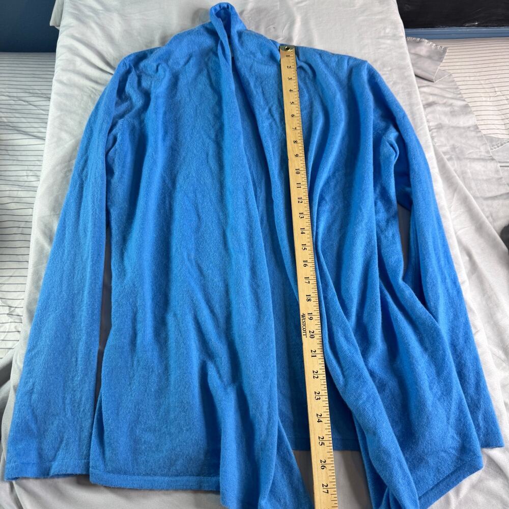 Neiman Marcus 100% Cashmere Cardigan Blue Open Front Sweater Women M Lightweight - Picture 5 of 6